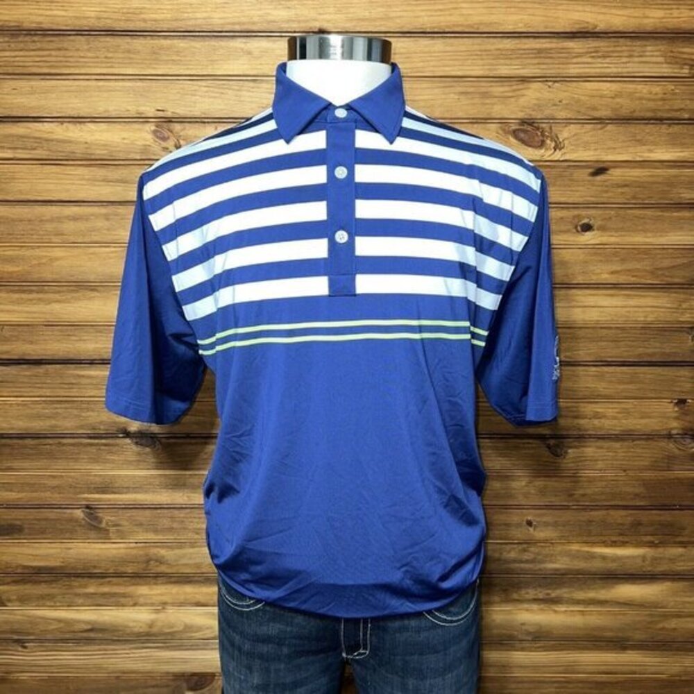 Footjoy Golf Polo Shirt Mens XL Blue Neon Green Moisture Wicking Performance